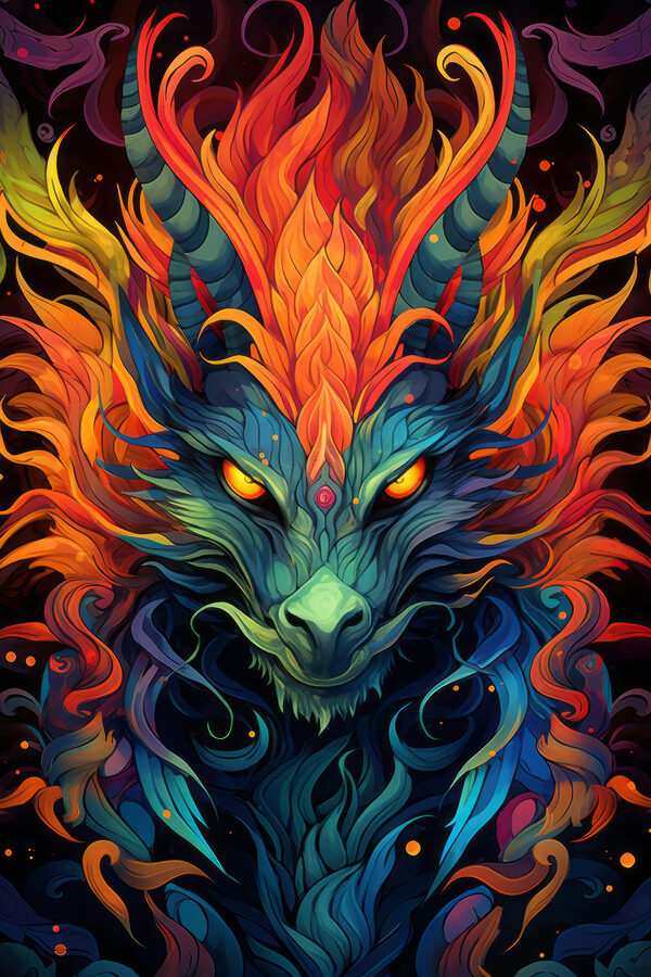 Dragon colorat cu coarne Dragon colorat cu coarne