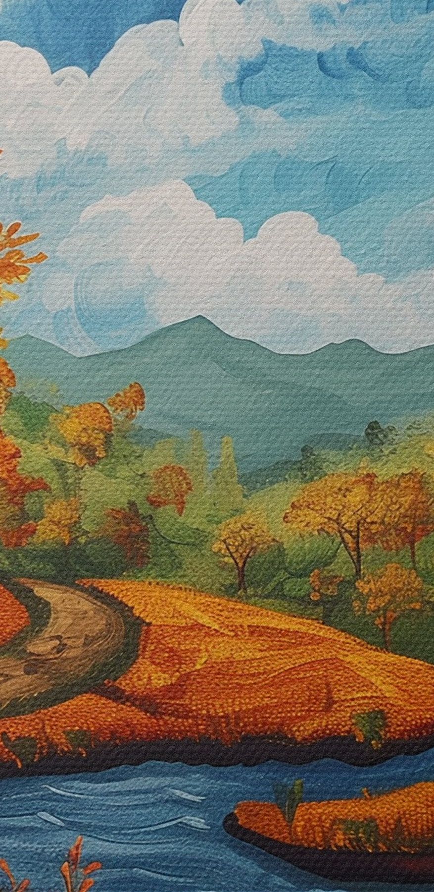 Pictura unui râu care curge printr-o pădure Pictura unui râu care curge printr-o pădure