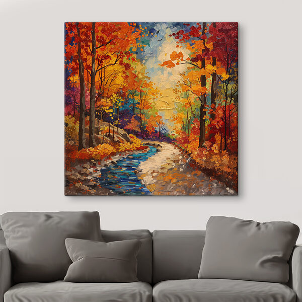 Pictura unui râu care curge printr-o pădure Pictura unui râu care curge printr-o pădure