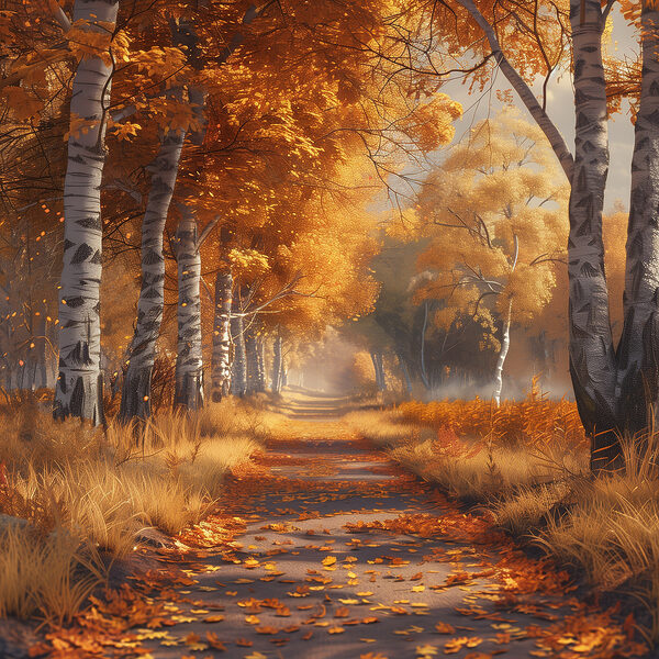Path with orange leaves on it Path with orange leaves on it