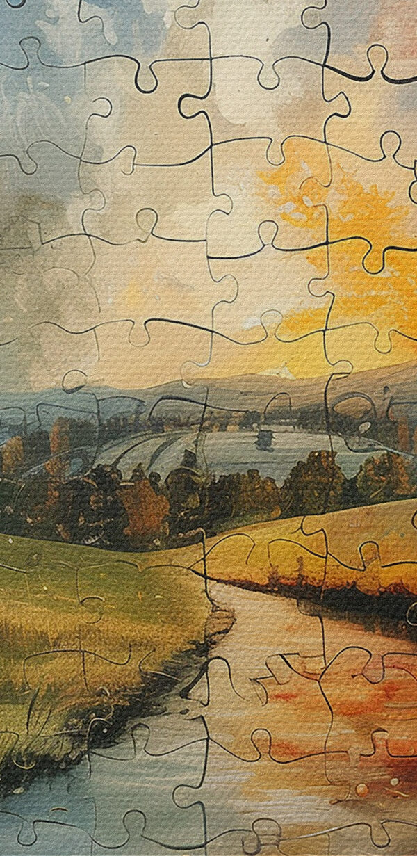 Puzzle de un râu cu copaci și o lună Puzzle de un râu cu copaci și o lună