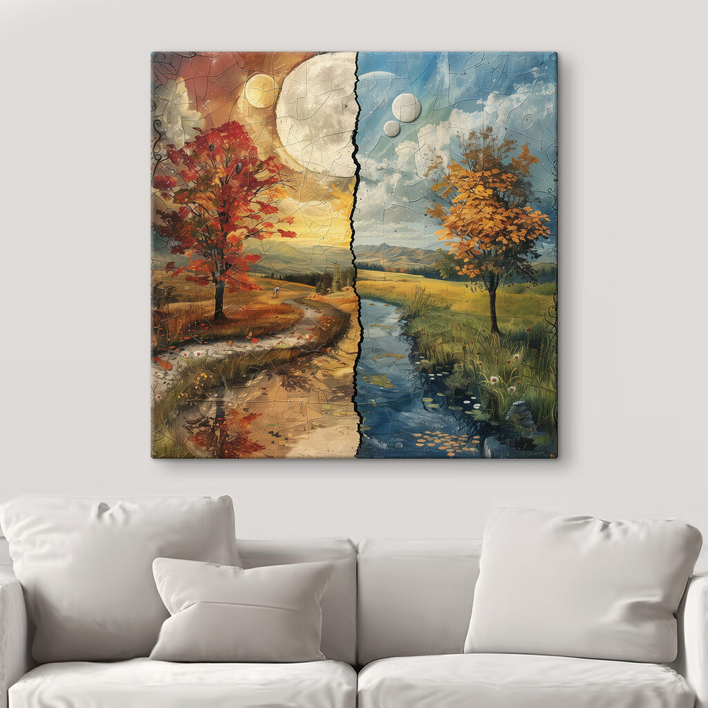 Puzzle of a landscape with trees and a river
