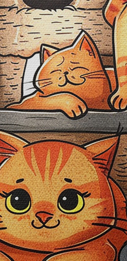 Group of cats on a tower