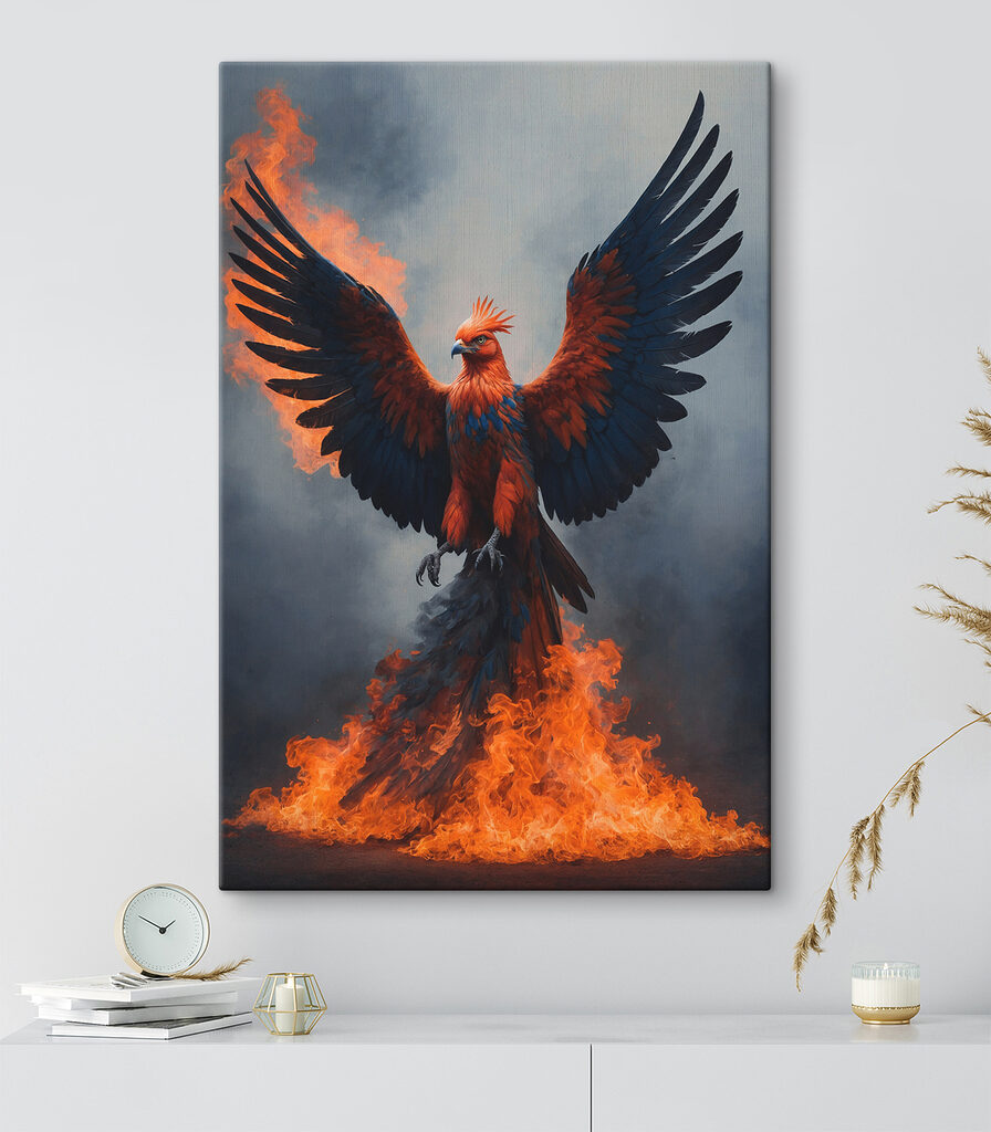 Bird with wings spread out