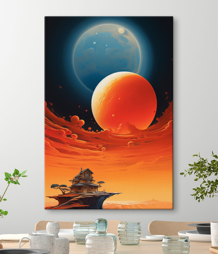 Casă pe cer cu planete