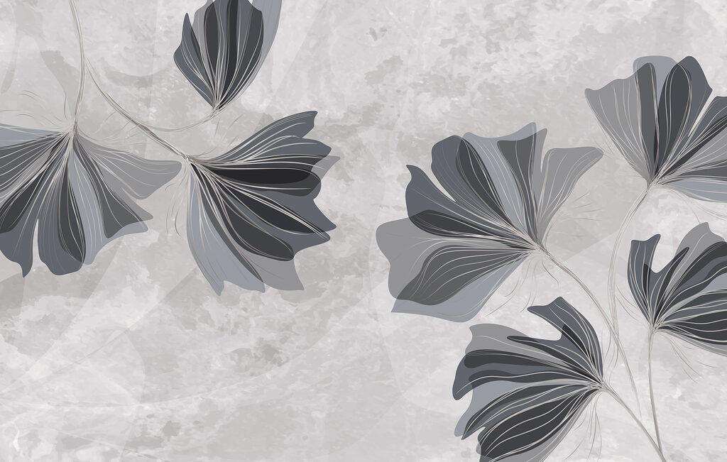 Design floral gri și alb Design floral gri și alb
