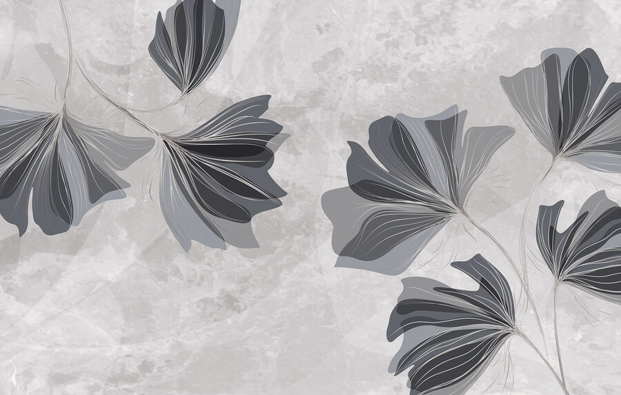 Design floral gri și alb