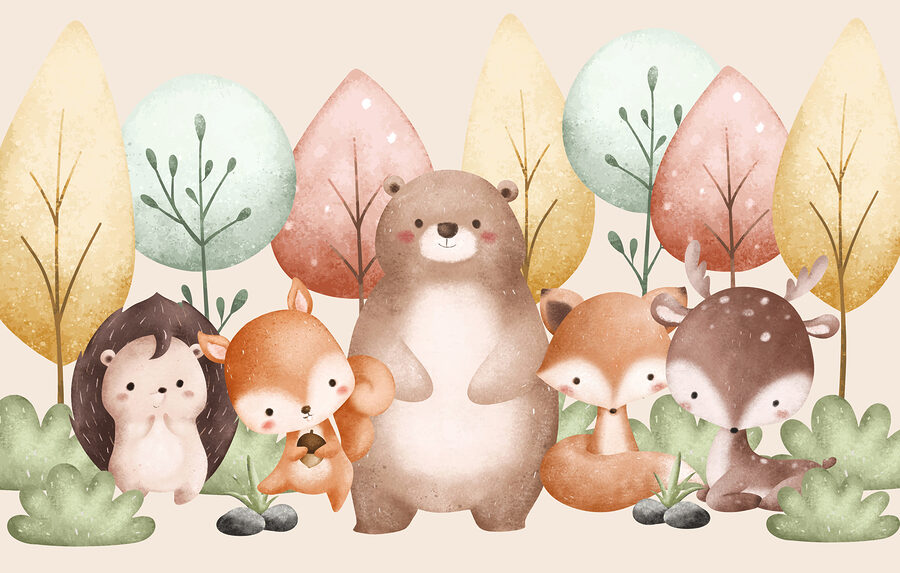 Grup de animale în pădure Grup de animale în pădure
