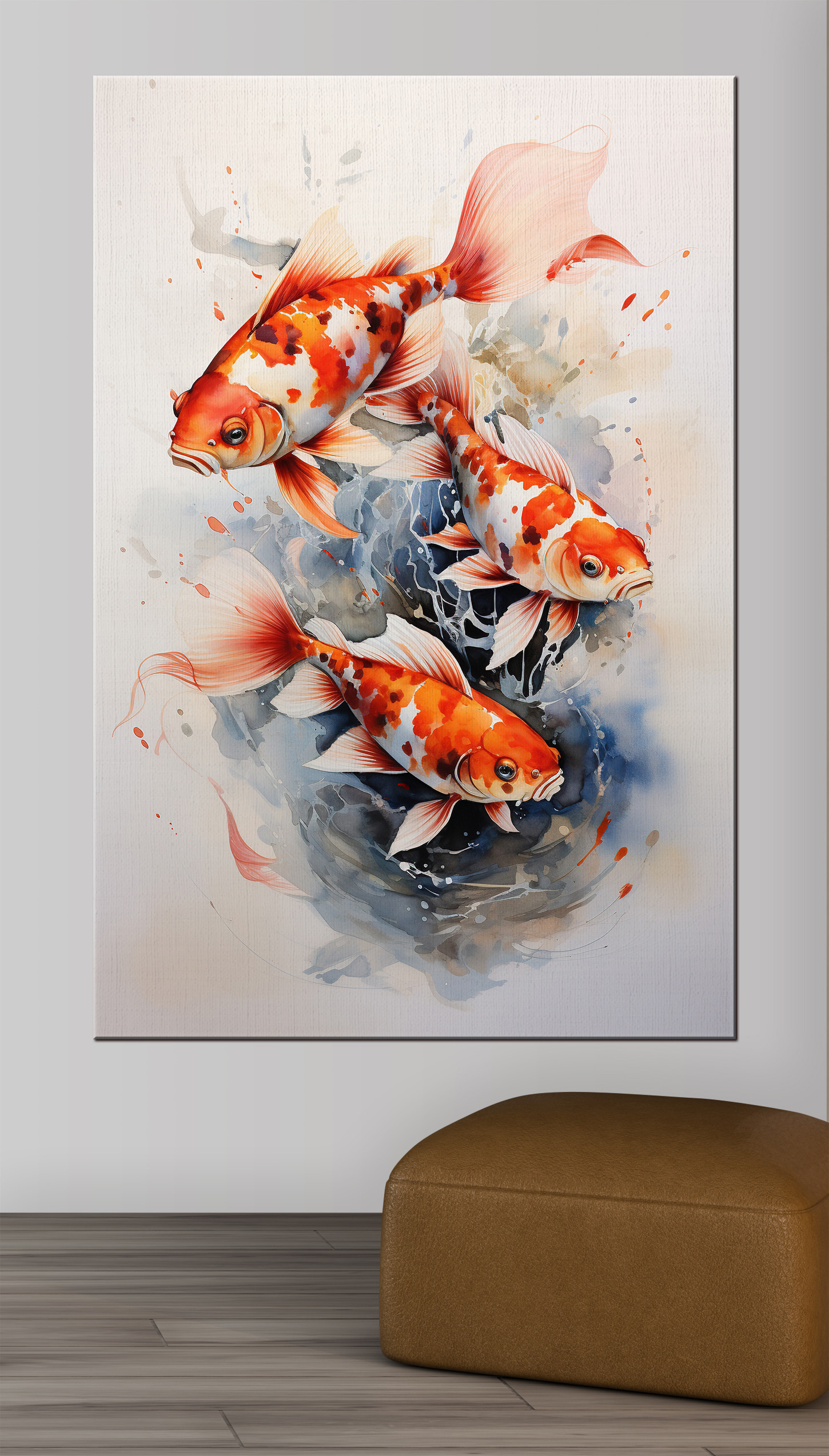 Group of orange and white fish