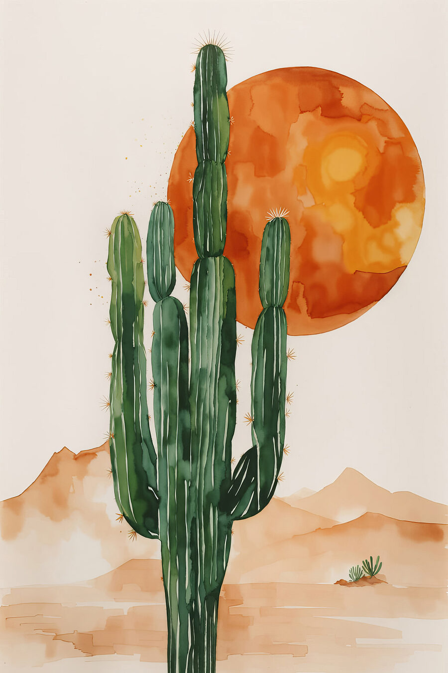 Pictura unui cactus și a unui soare