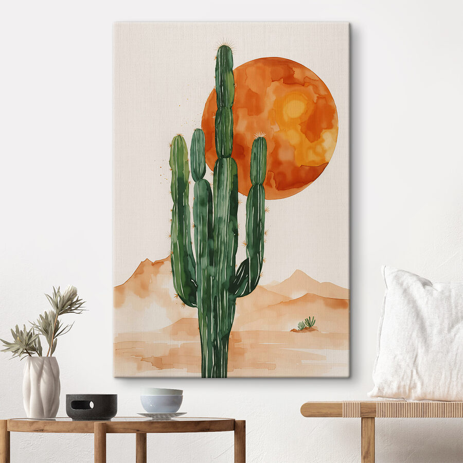 Pictura unui cactus și a unui soare