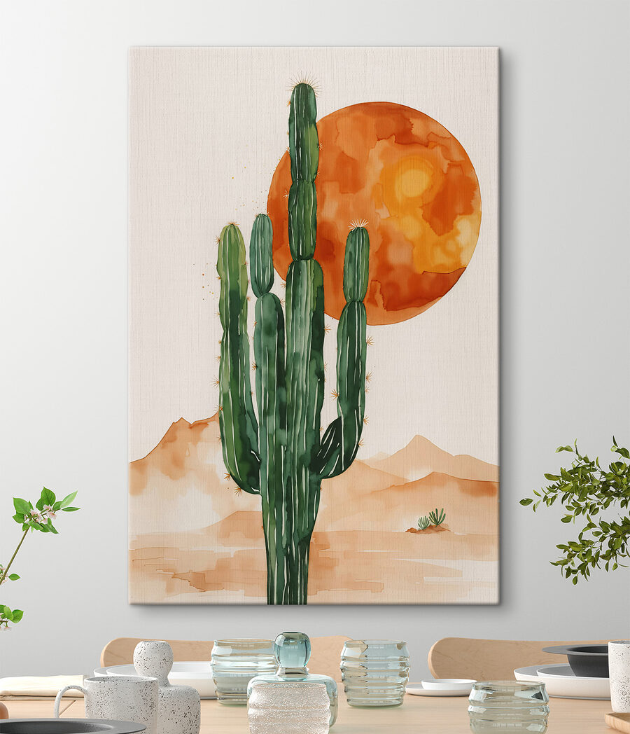 Pictura unui cactus și a unui soare