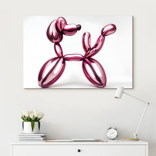 Câine balon format din baloane roz Câine balon format din baloane roz