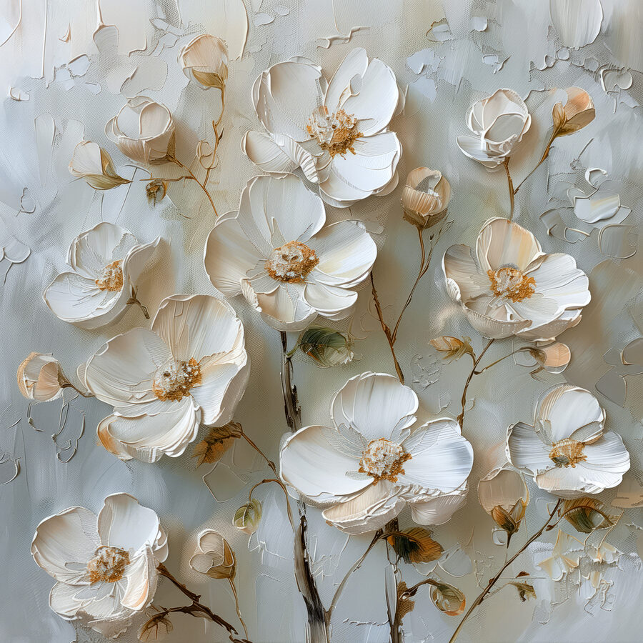 Pictura de flori albe