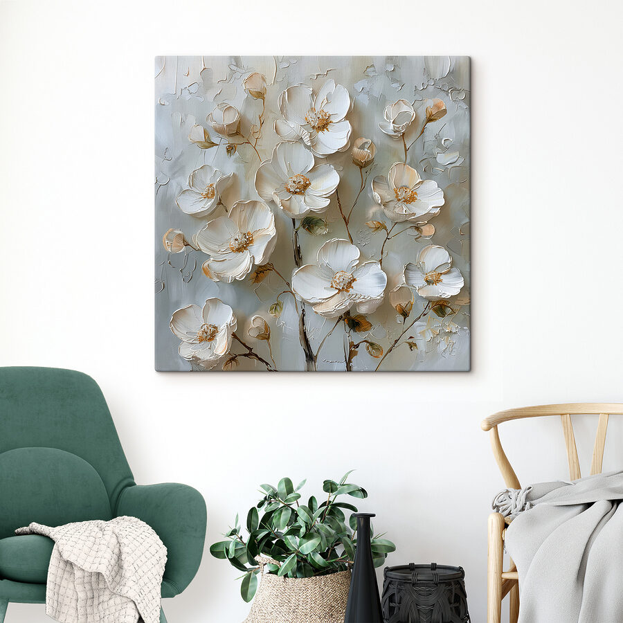 Pictura de flori albe