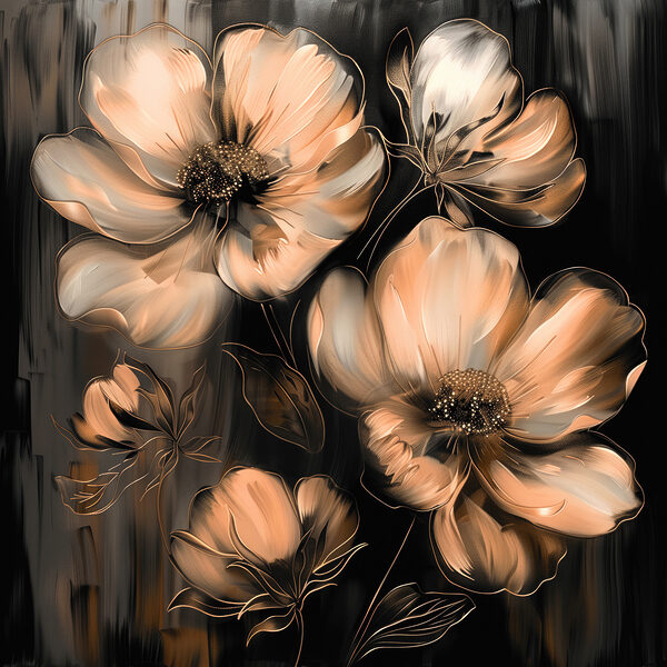 Pictura de flori pe un fundal negru Pictura de flori pe un fundal negru