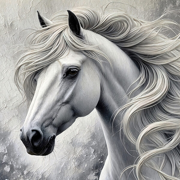 White horse with long hair