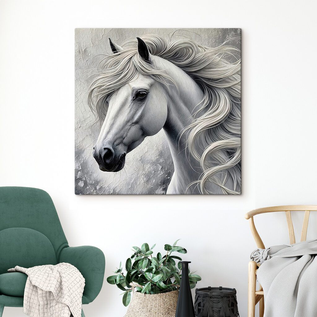 White horse with long hair