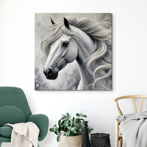 White horse with long hair