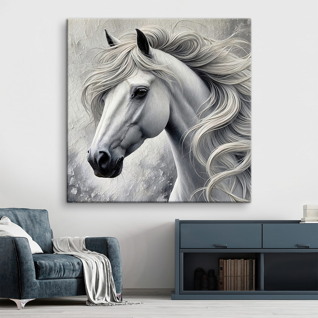 White horse with long hair