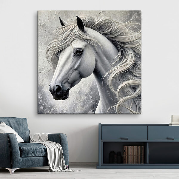White horse with long hair