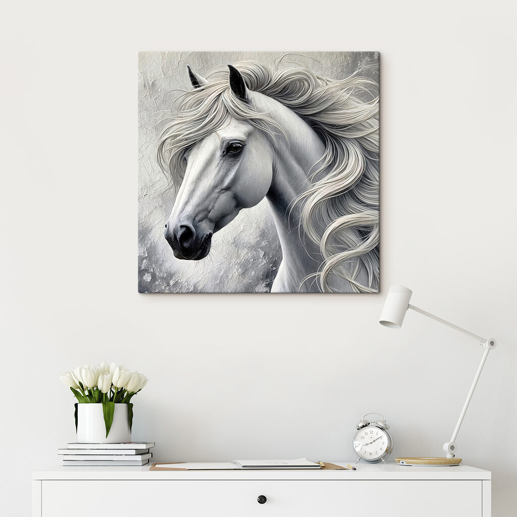 White horse with long hair