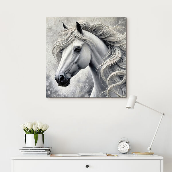White horse with long hair