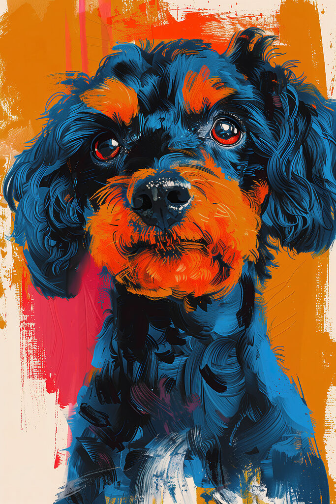 Vibrant portrait of a curious dog