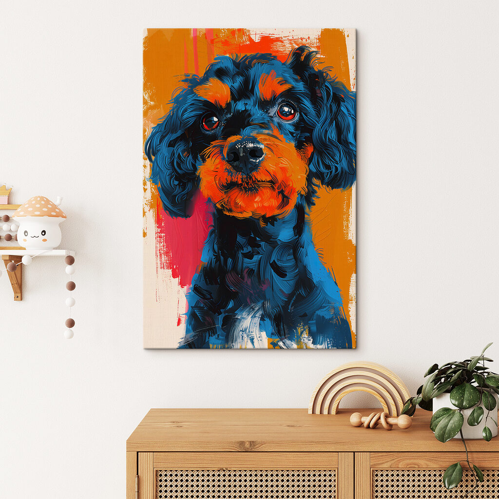 Vibrant portrait of a curious dog