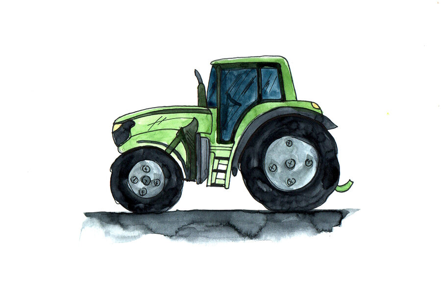 Tractor verde cu roți mari
