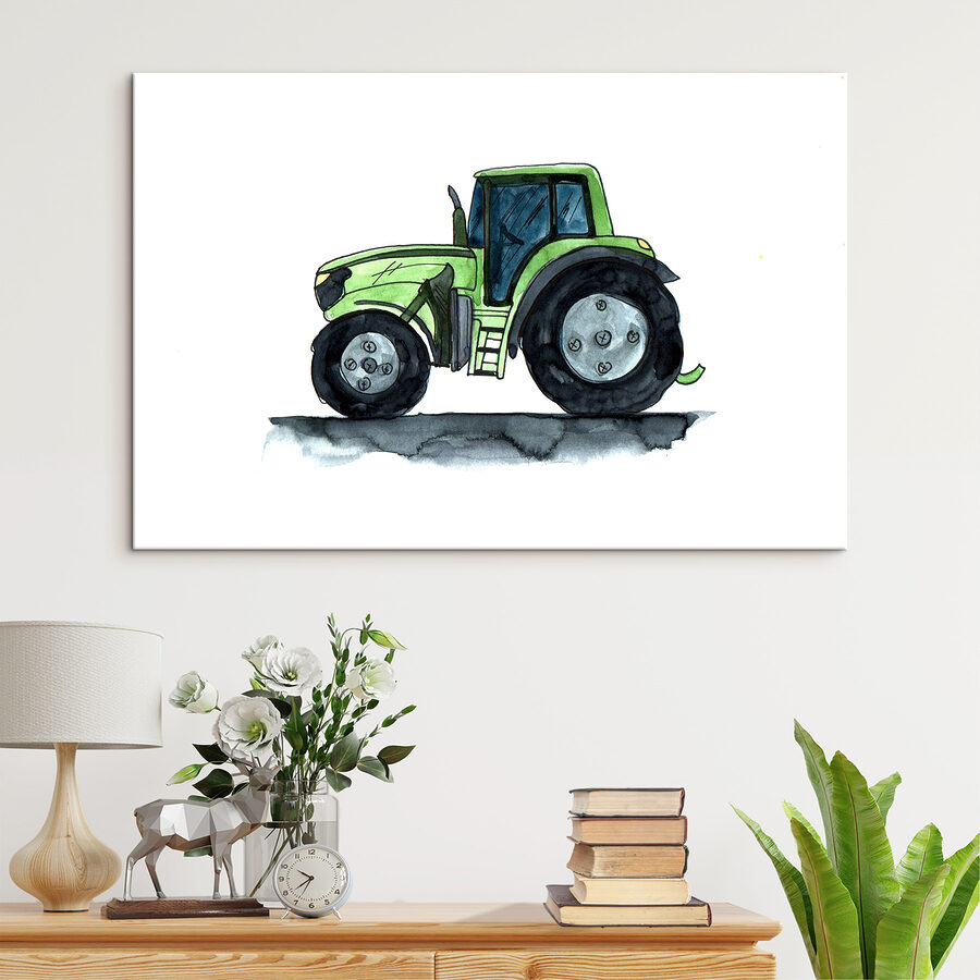 Tractor verde cu roți mari