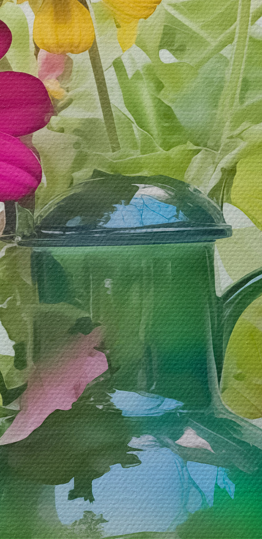 Ceainic verde cu flori colorate
