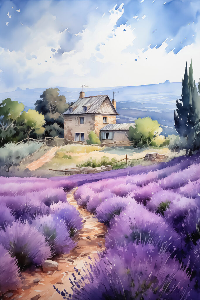 House in a field of lavender House in a field of lavender
