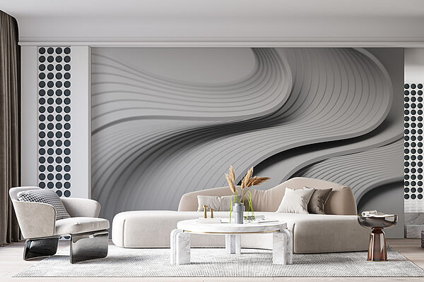 White and grey curved lines