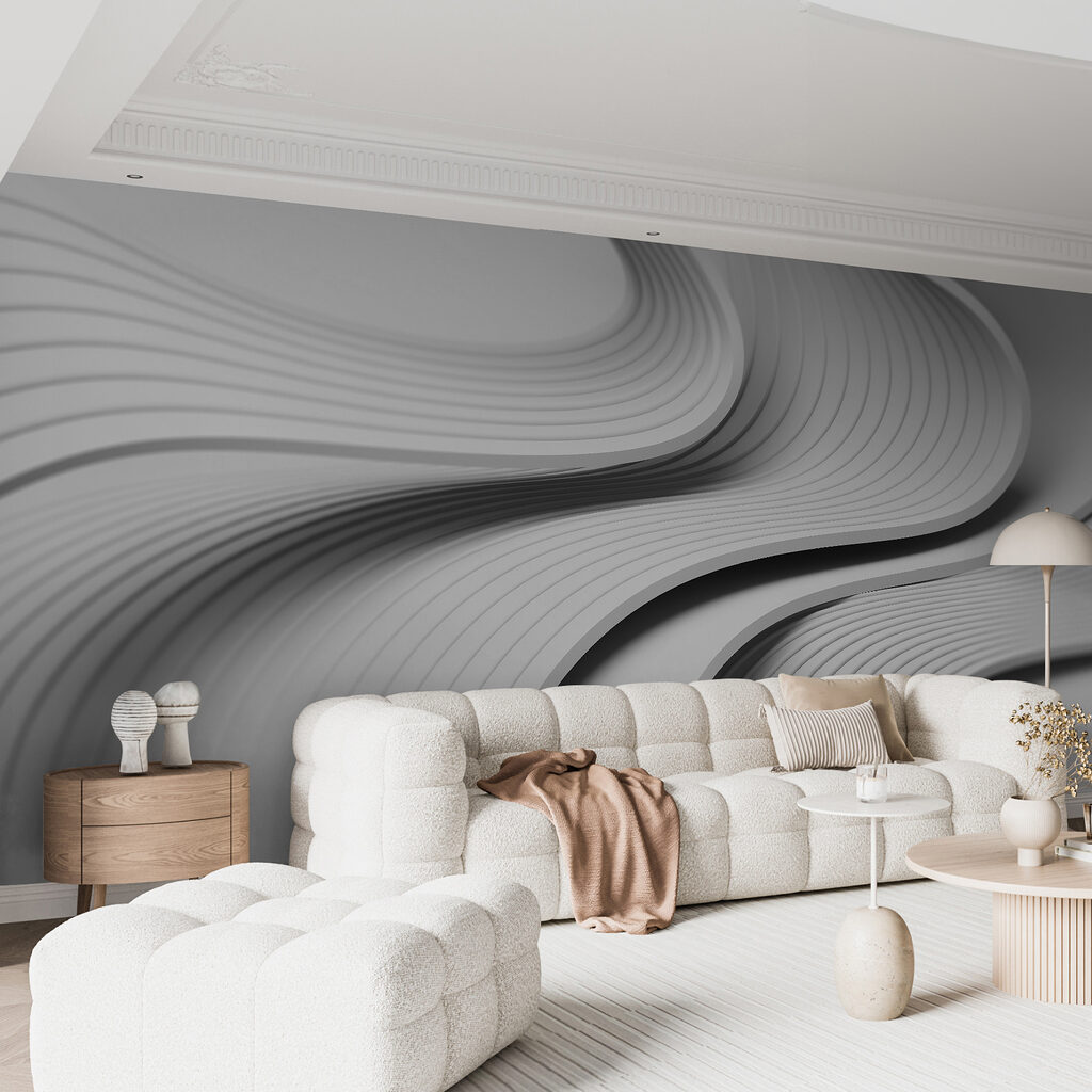 White and grey curved lines