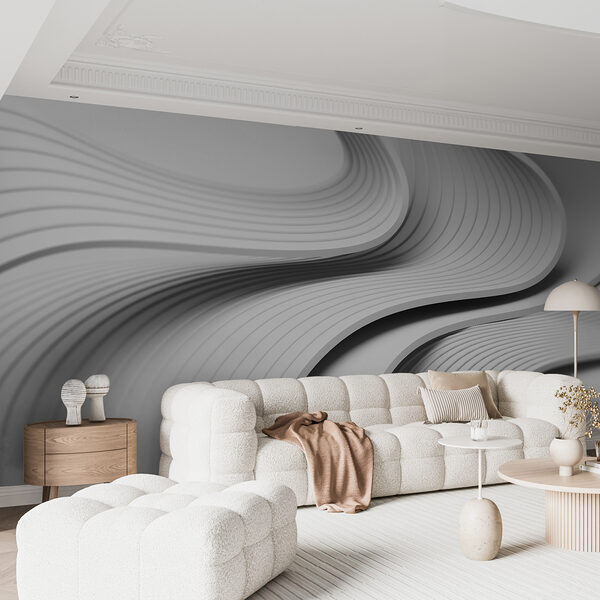 White and grey curved lines