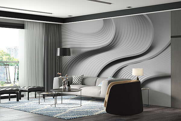 White and grey curved lines
