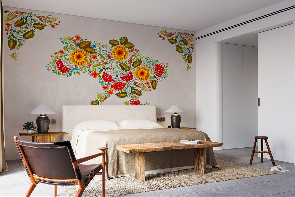 Map of ukraine with flowers