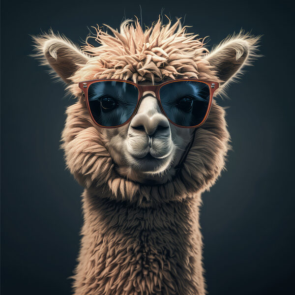 Llama poartă ochelari de soare Llama poartă ochelari de soare