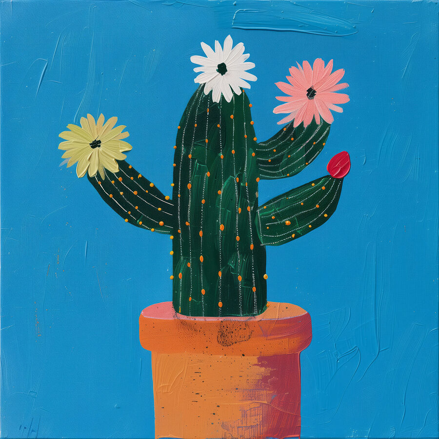 Pictura unui cactus cu flori