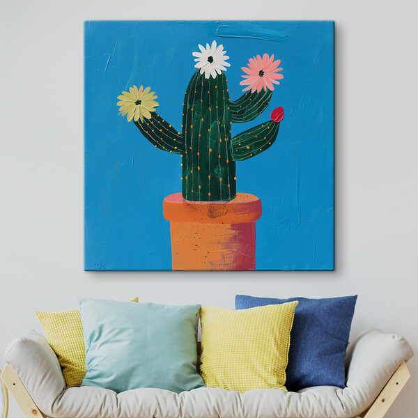 Pictura unui cactus cu flori Pictura unui cactus cu flori