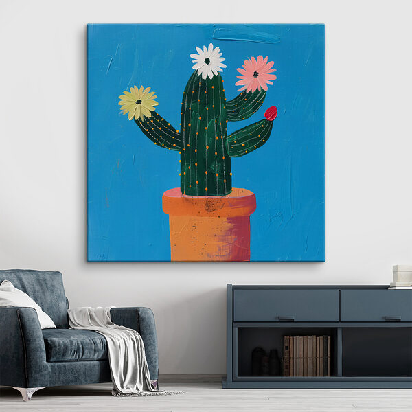 Pictura unui cactus cu flori Pictura unui cactus cu flori