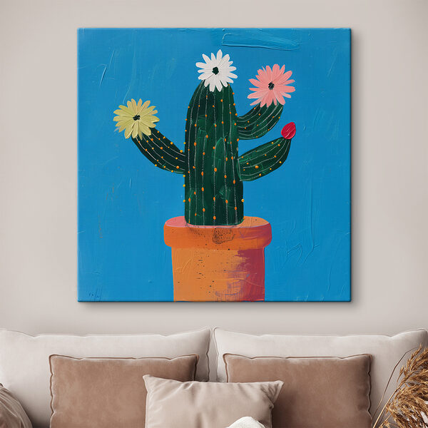 Pictura unui cactus cu flori Pictura unui cactus cu flori
