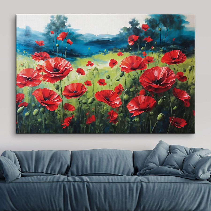 Pictura de flori roșii Pictura de flori roșii