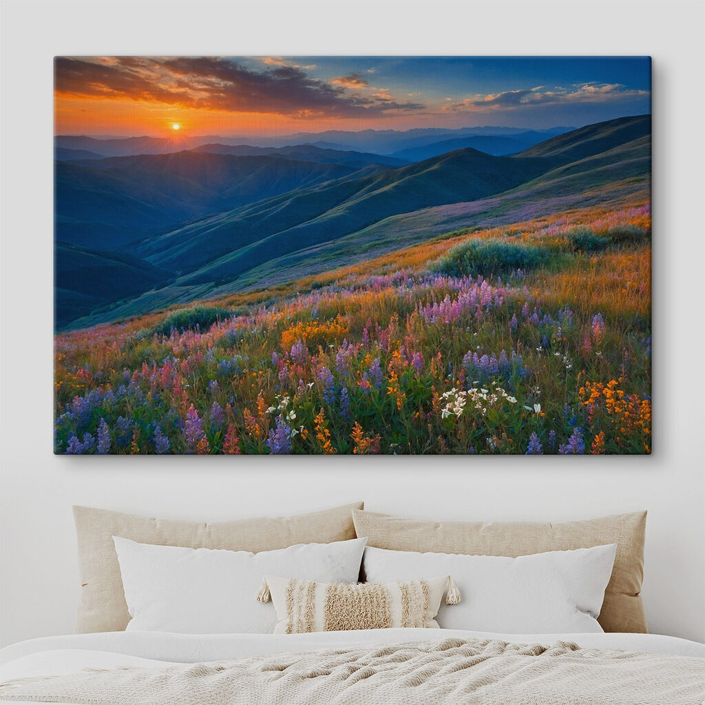 Field of flowers on a mountain Field of flowers on a mountain