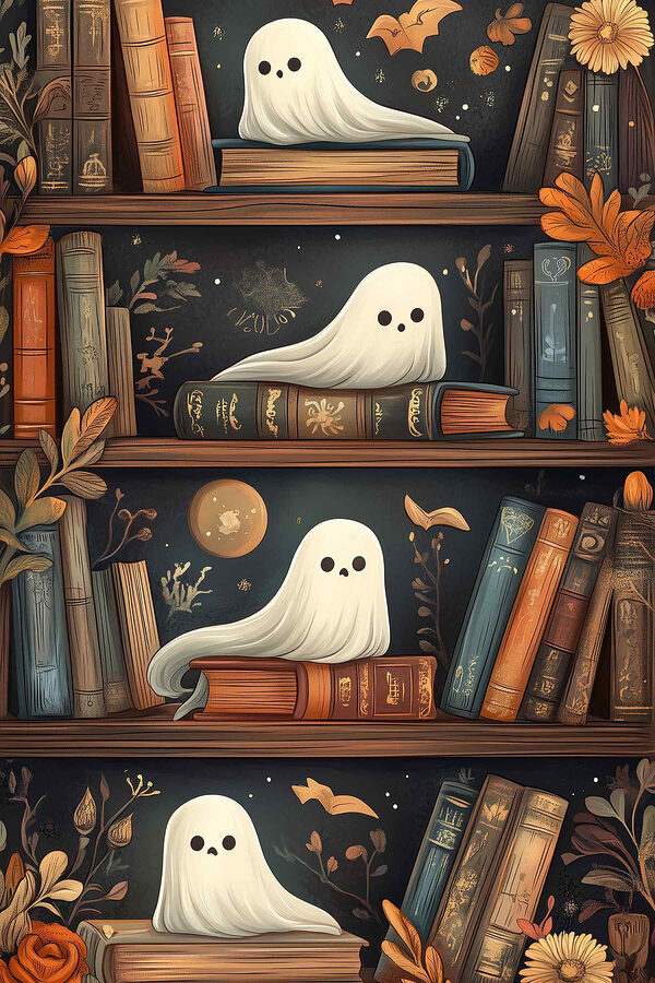 Bibliotecă plină de cărți cu fantome Bibliotecă plină de cărți cu fantome