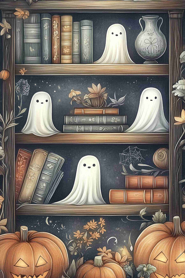 Bibliotecă cu fantome și cărți Bibliotecă cu fantome și cărți