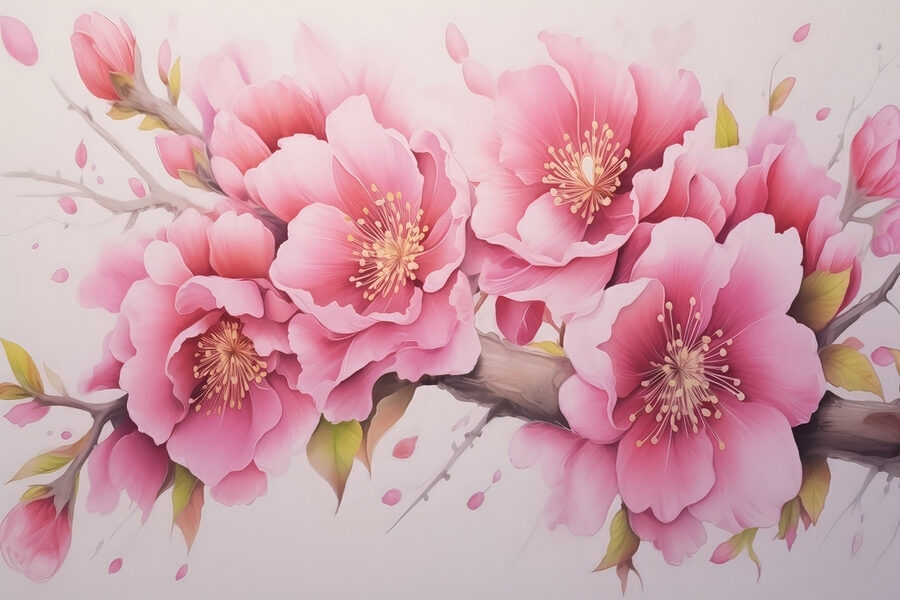 Pictura de flori roz