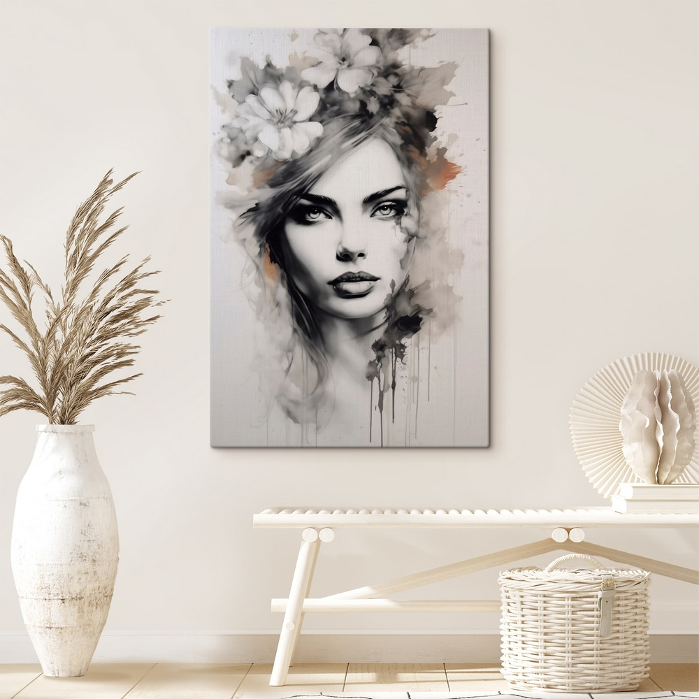 Painting of a woman with flowers in her hair Painting of a woman with flowers in her hair