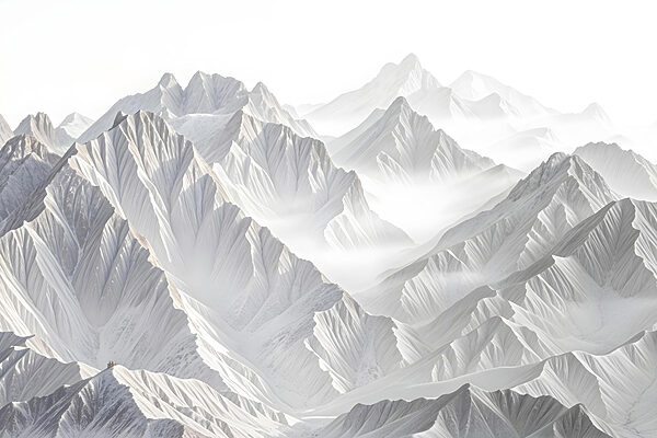 Snowy mountain range with clouds Snowy mountain range with clouds
